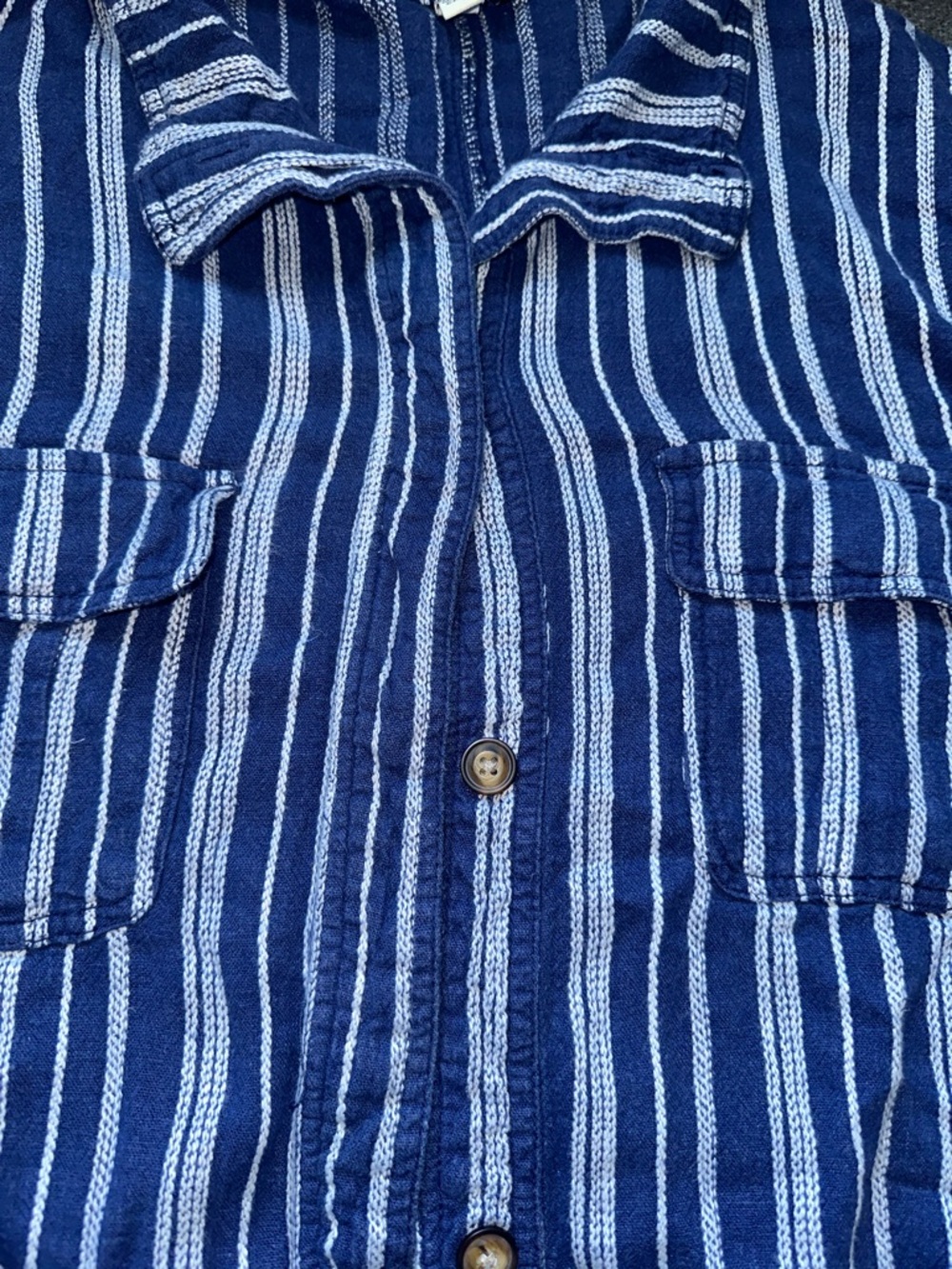 Striped Navy Utility Button-Up Jacket - Picture 11 of 12